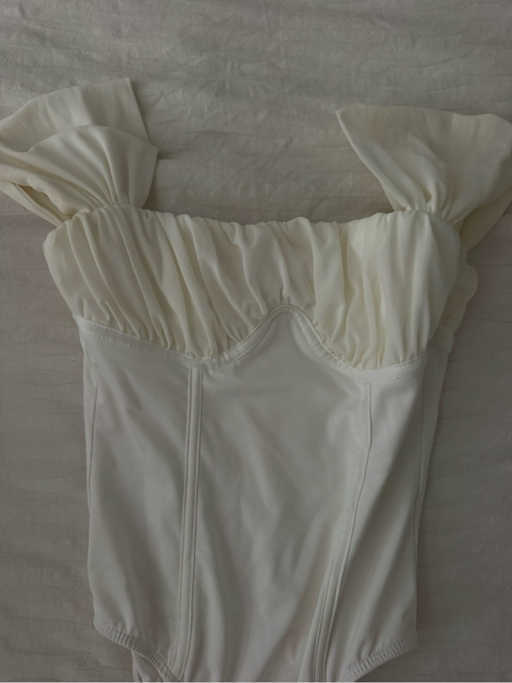 Princess Polly Cream Cottage Core Bodysuit 0